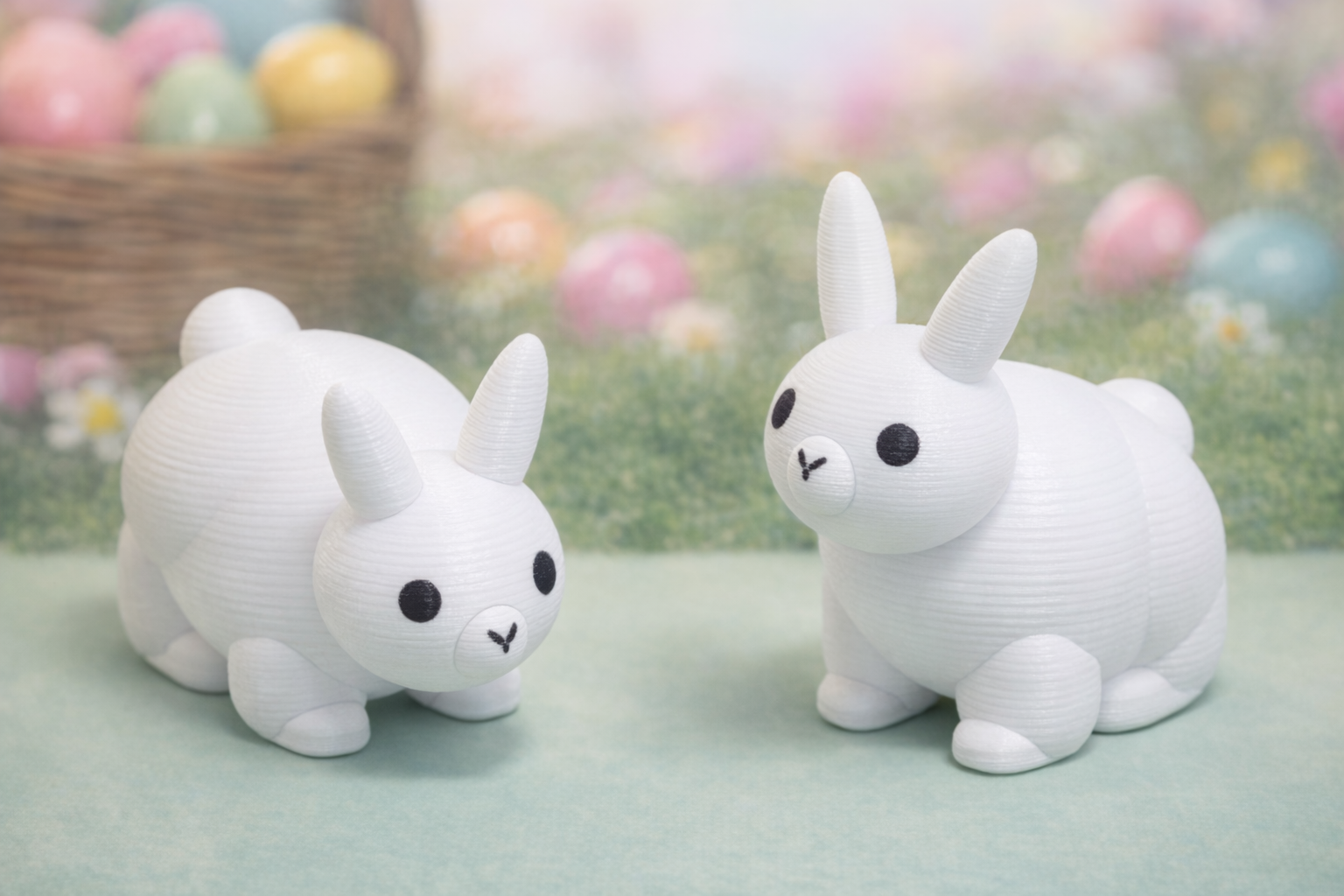 Cute Simple Puffy Chubby Style Easter Bunny Rabbit Toy Miniature  - Spring Decorative Delight