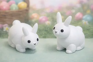 Cute Simple Puffy Chubby Style Easter Bunny Rabbit Toy Miniature  - Spring Decorative Delight