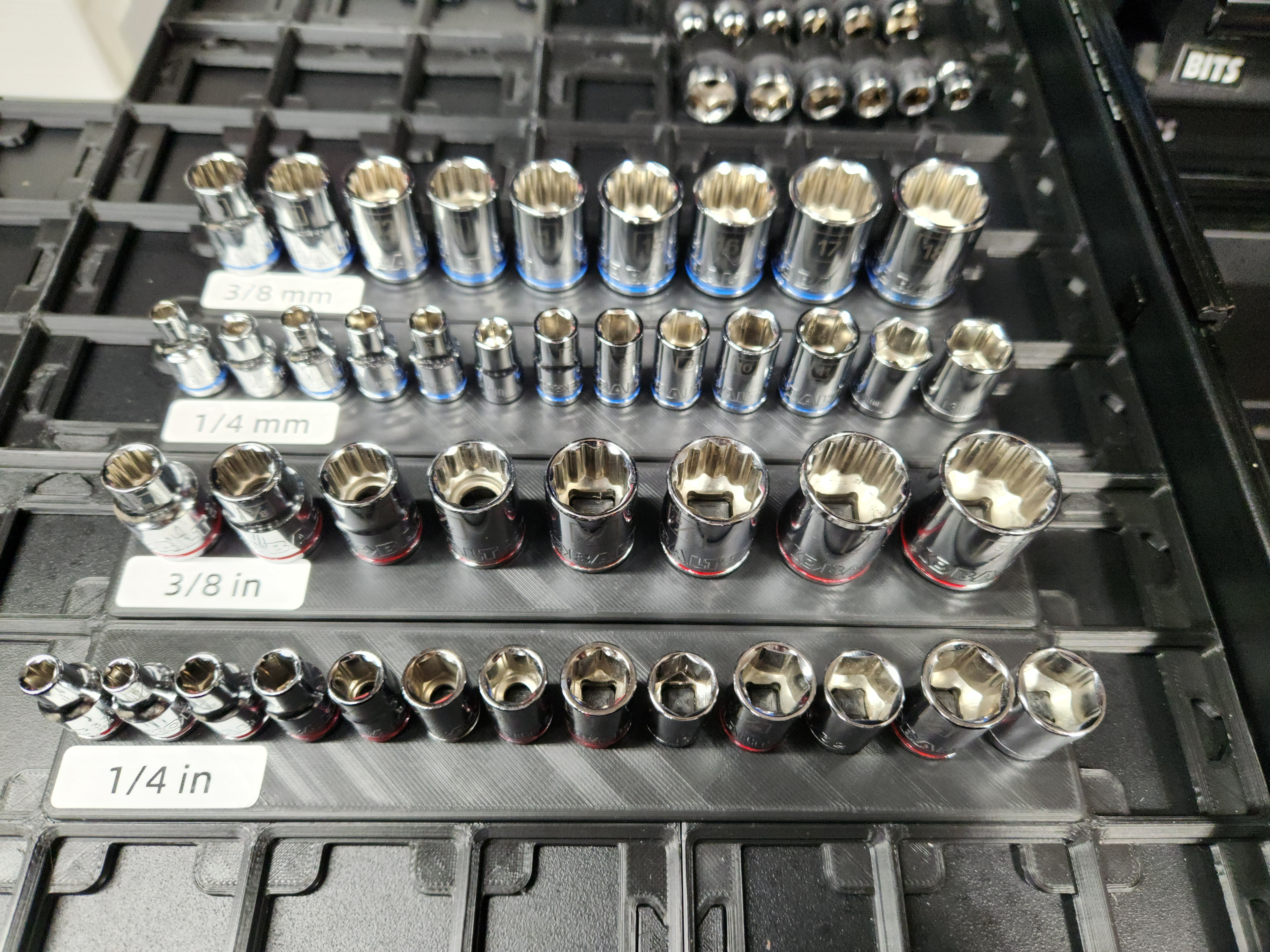 Gridfinity Fixed Socket Rails - 5x1