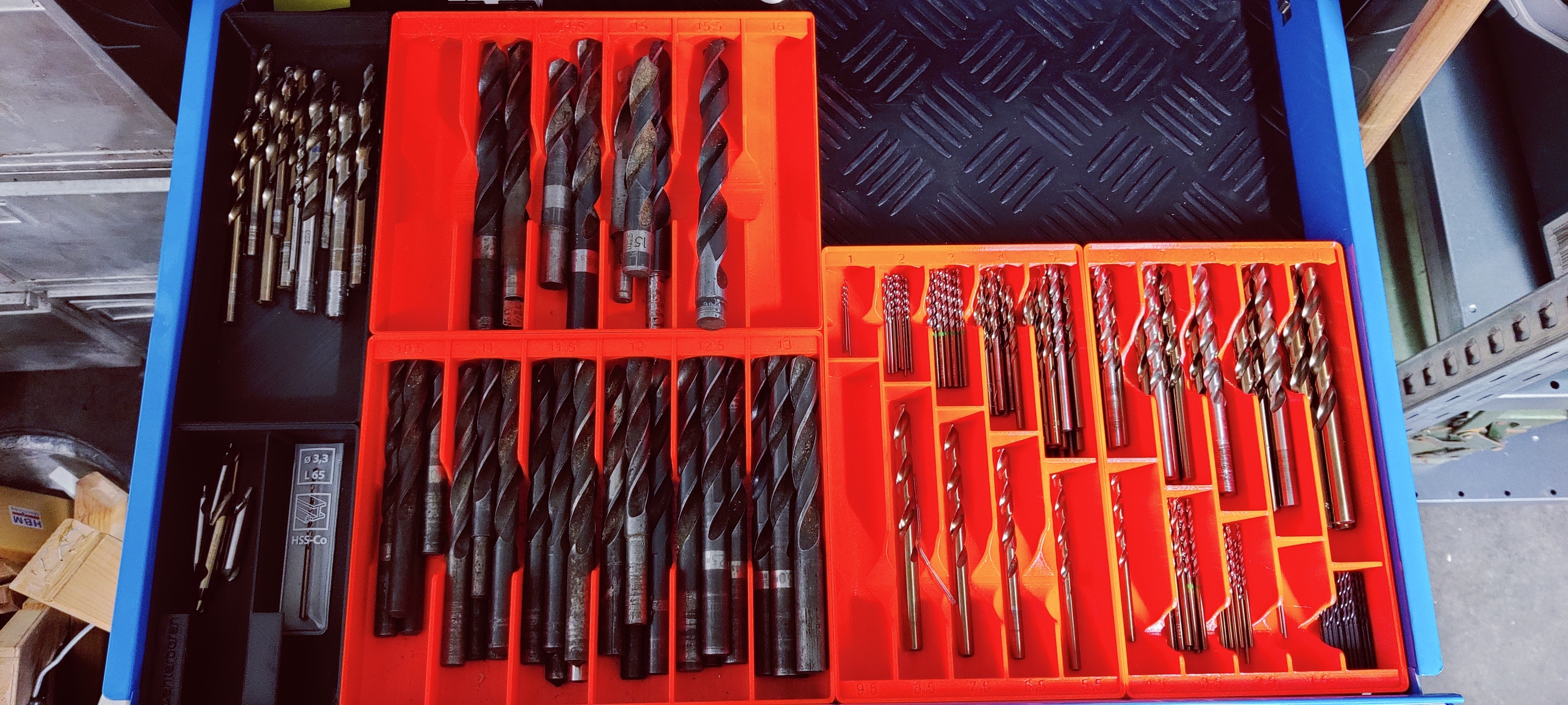 Gridfinity bulk drill storage 1-16mm
