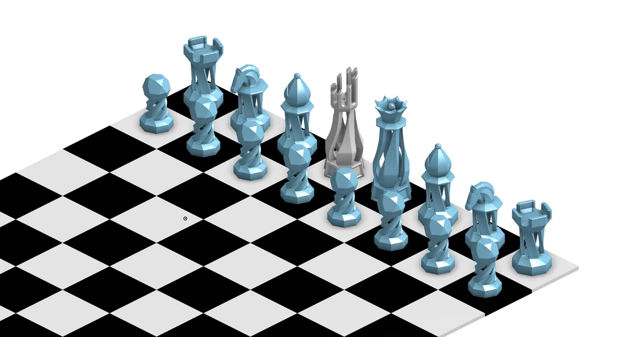 Spiral Chess Set Xadrez 3D model