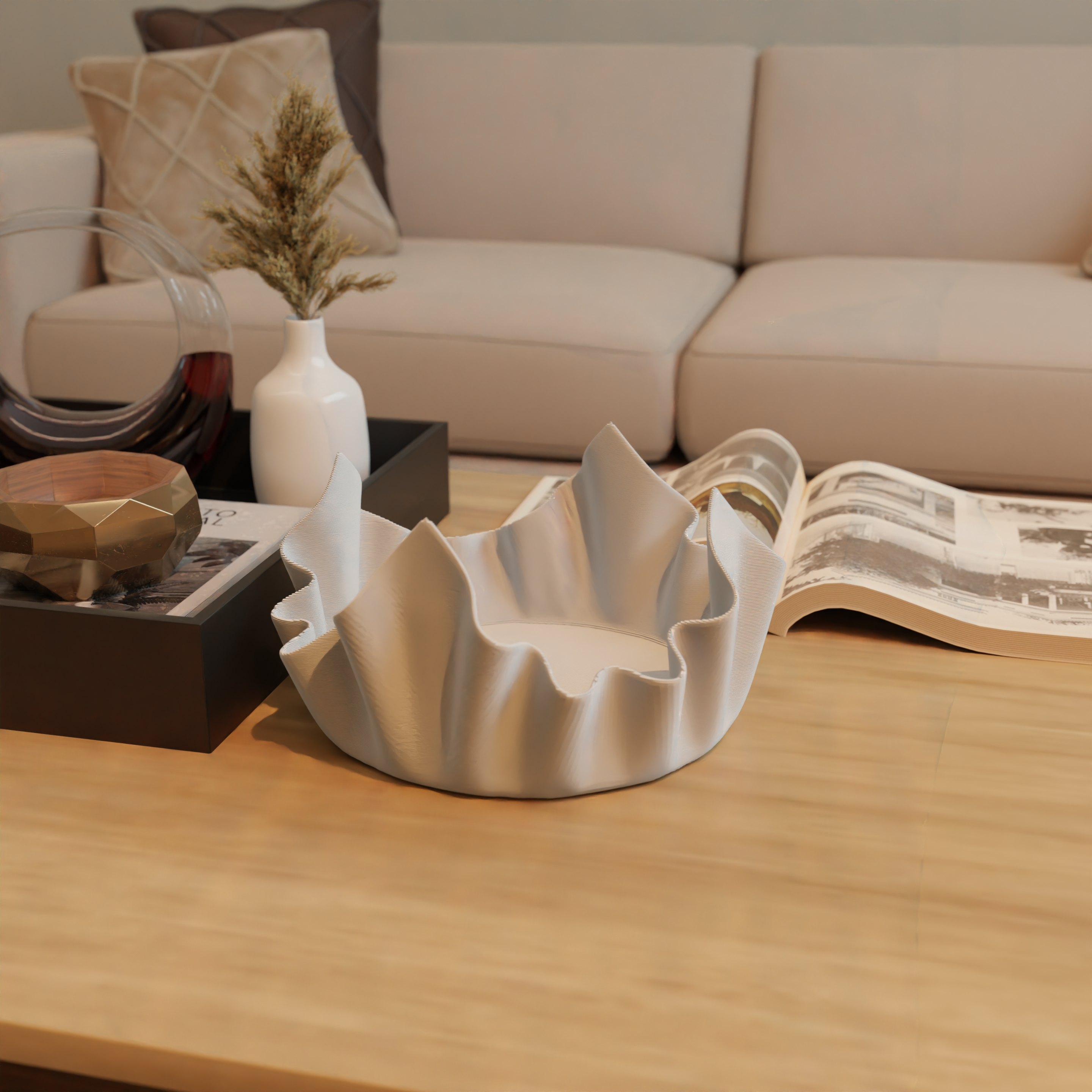 Bowl with interesting Cloth Style. Unique Centrepiece.