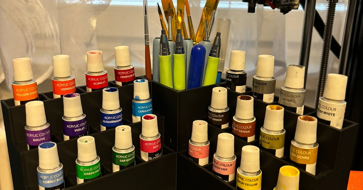Acrylic paint tubes and brushes holder by Honza Download free STL