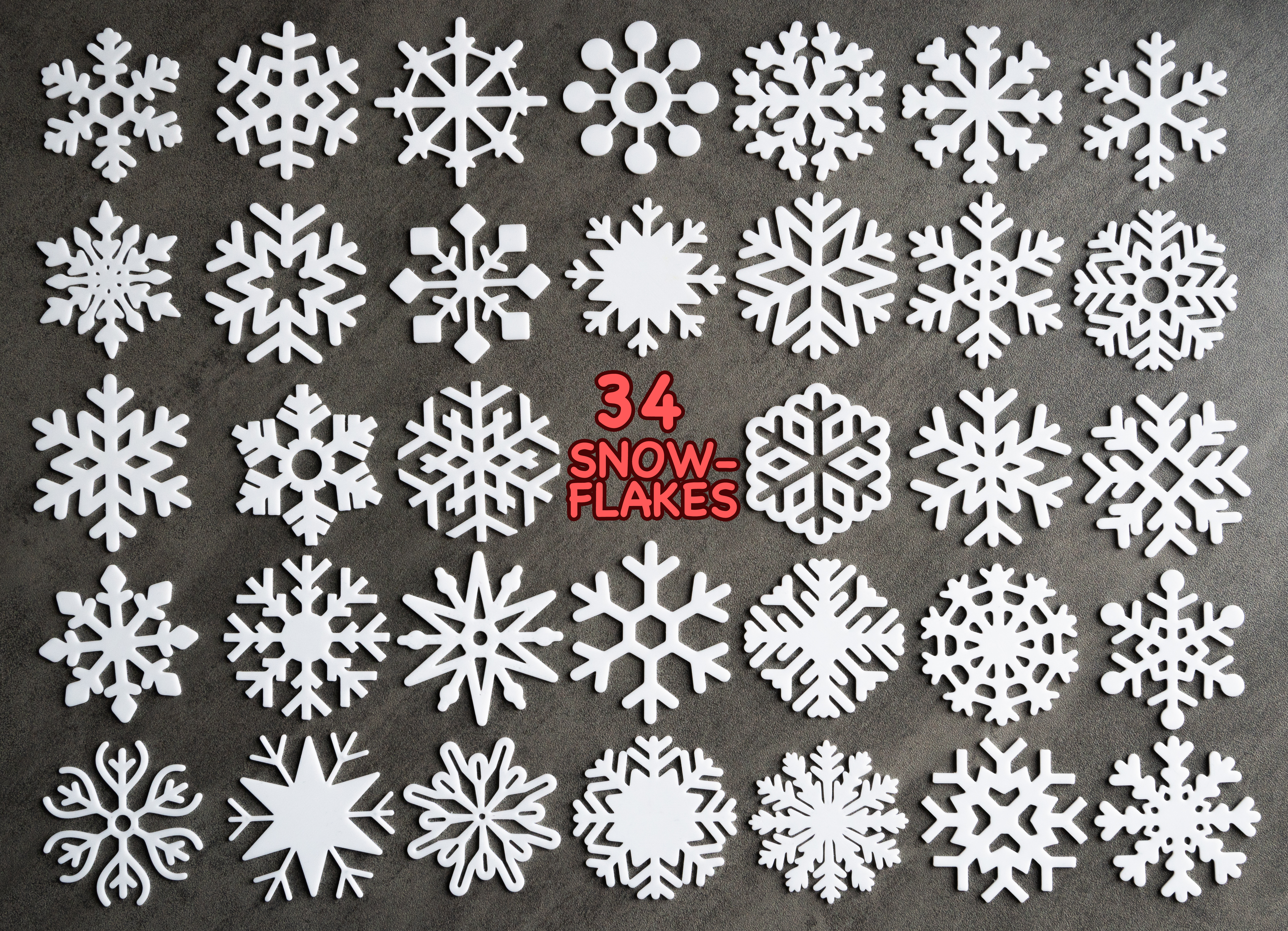 34 Snowflake collection / Kolekce sněhových vloček / Schneeflocken