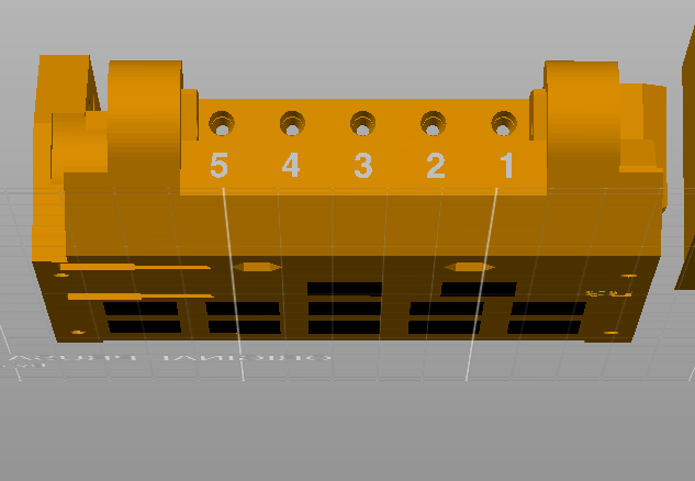 MMU3 - Idler and Pulley Body w/ Filled in Sqaures and Color Numbers