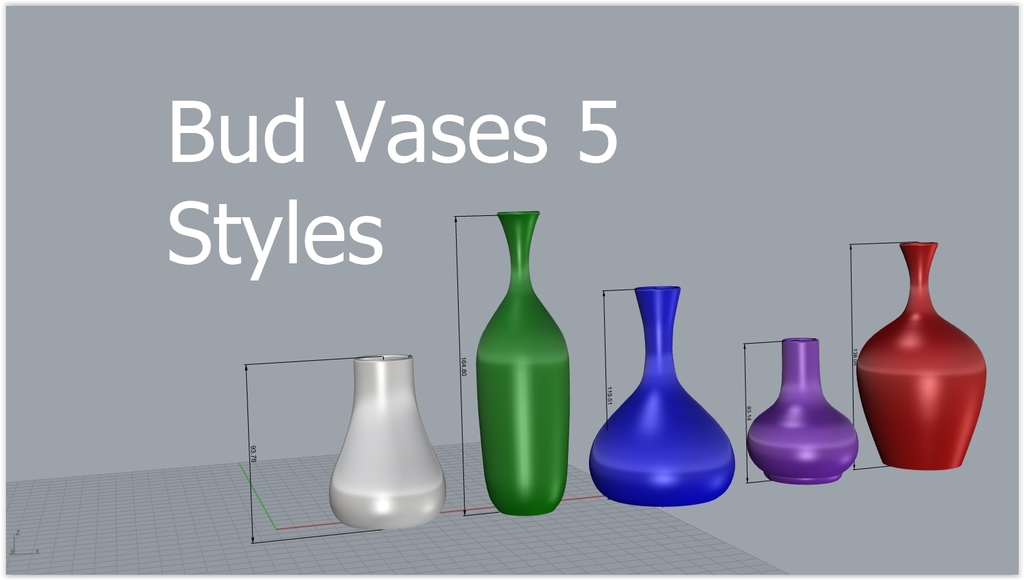 Bud Vases 5 styles by Gordyt47 Download free STL model