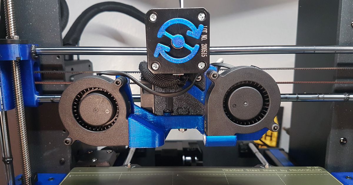 Dual Fan For MK3S/+ Extruder by Extrutim | Download free STL model ...