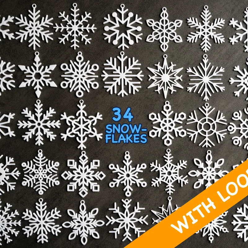 25 Mini snowflake collection with hanging loop / Kolekce malých