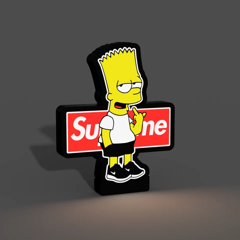 Supreme Bart Simpson Lightbox LED Lamp by braga3dprint 