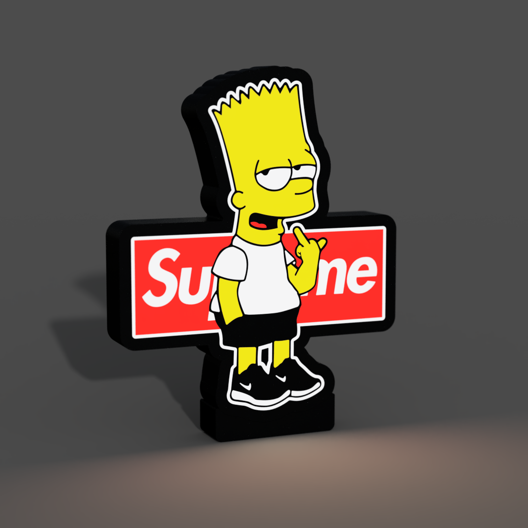 Supreme Bart Simpson Lightbox LED Lamp by braga3dprint | Printables Store