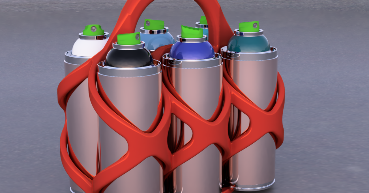 Spray Paint Can 6Pack Holder Minimal Supports Required; Just One by
