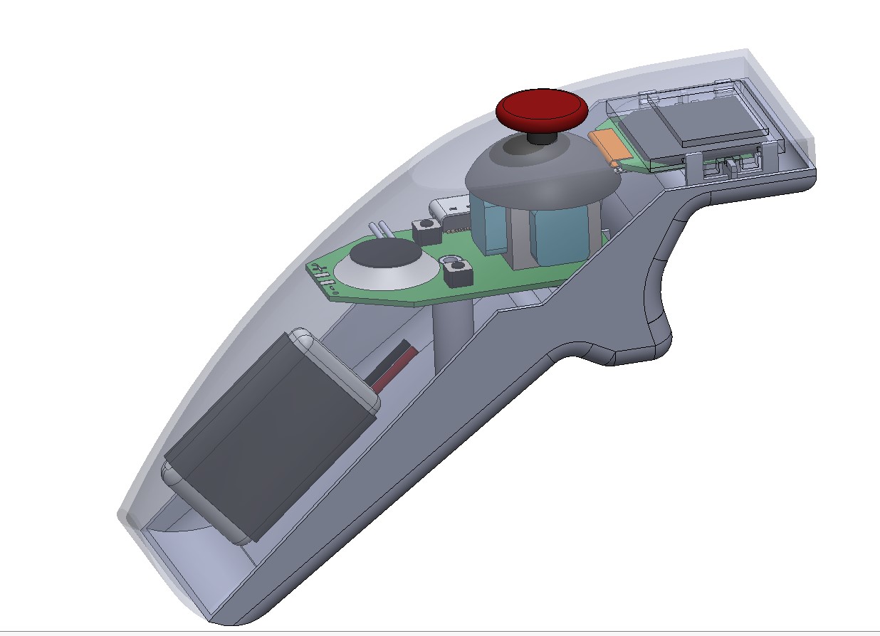 BKB voyager V1 remote. rough model of shell, fairly close CAD model of guts pcb shape solidworks.