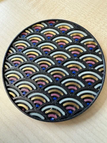 Kanagawa Wavepattern coaster Multicolor prusa xl 5 heads/2 heads