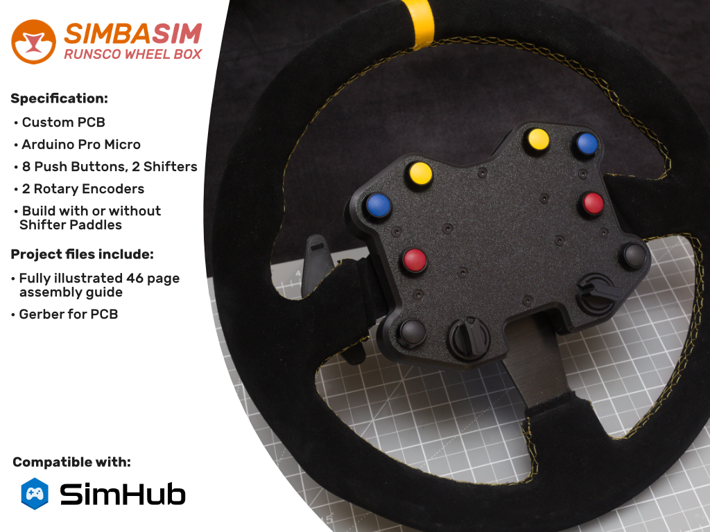 SimbaSim Runsco 330mm Steering Wheel Button Box
