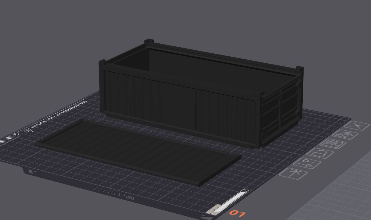 Low profile shipping container with Logo plate 3D model thumbnail