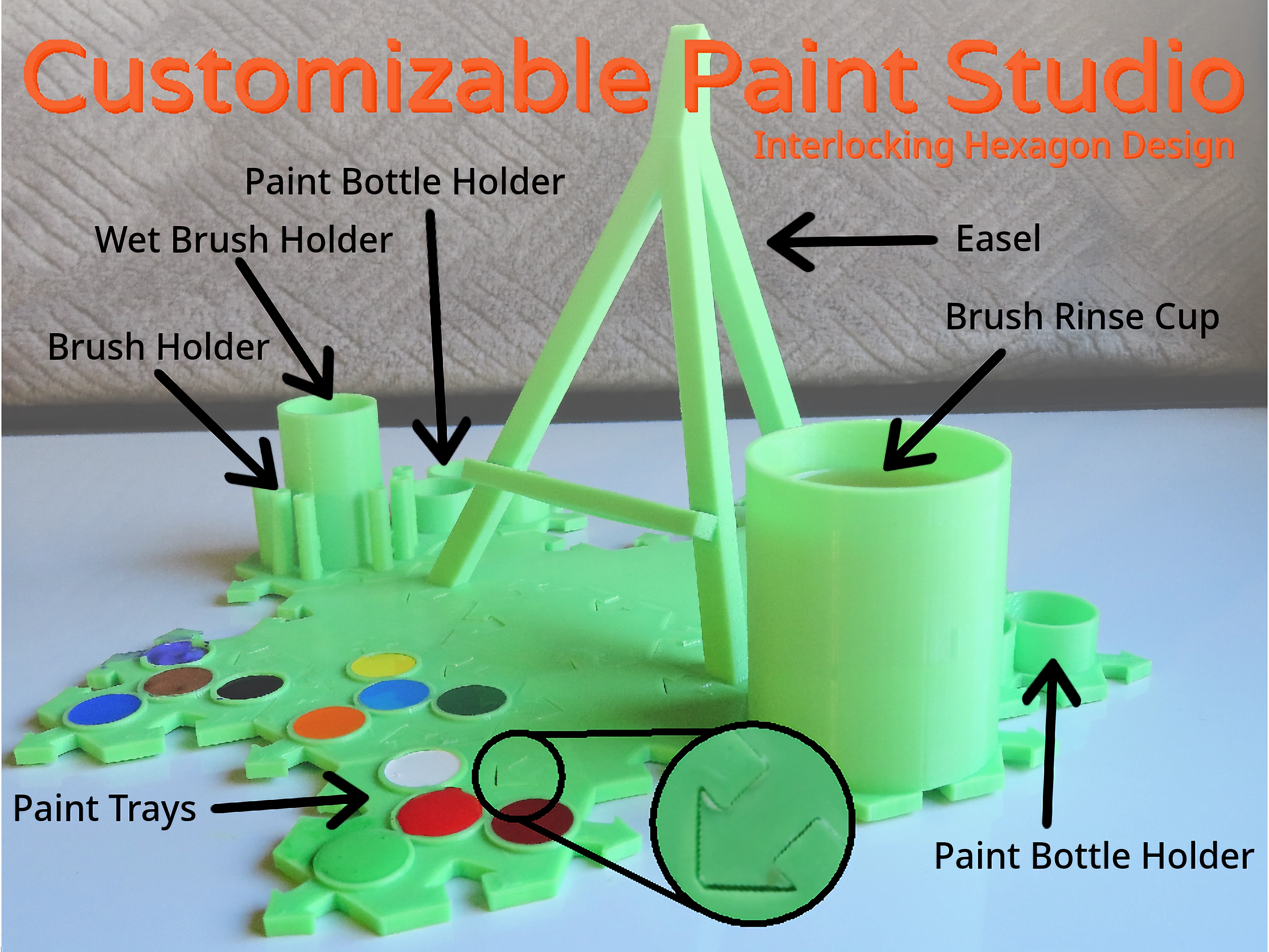Customizable Paint Studio — Interlocking Hexagon Design