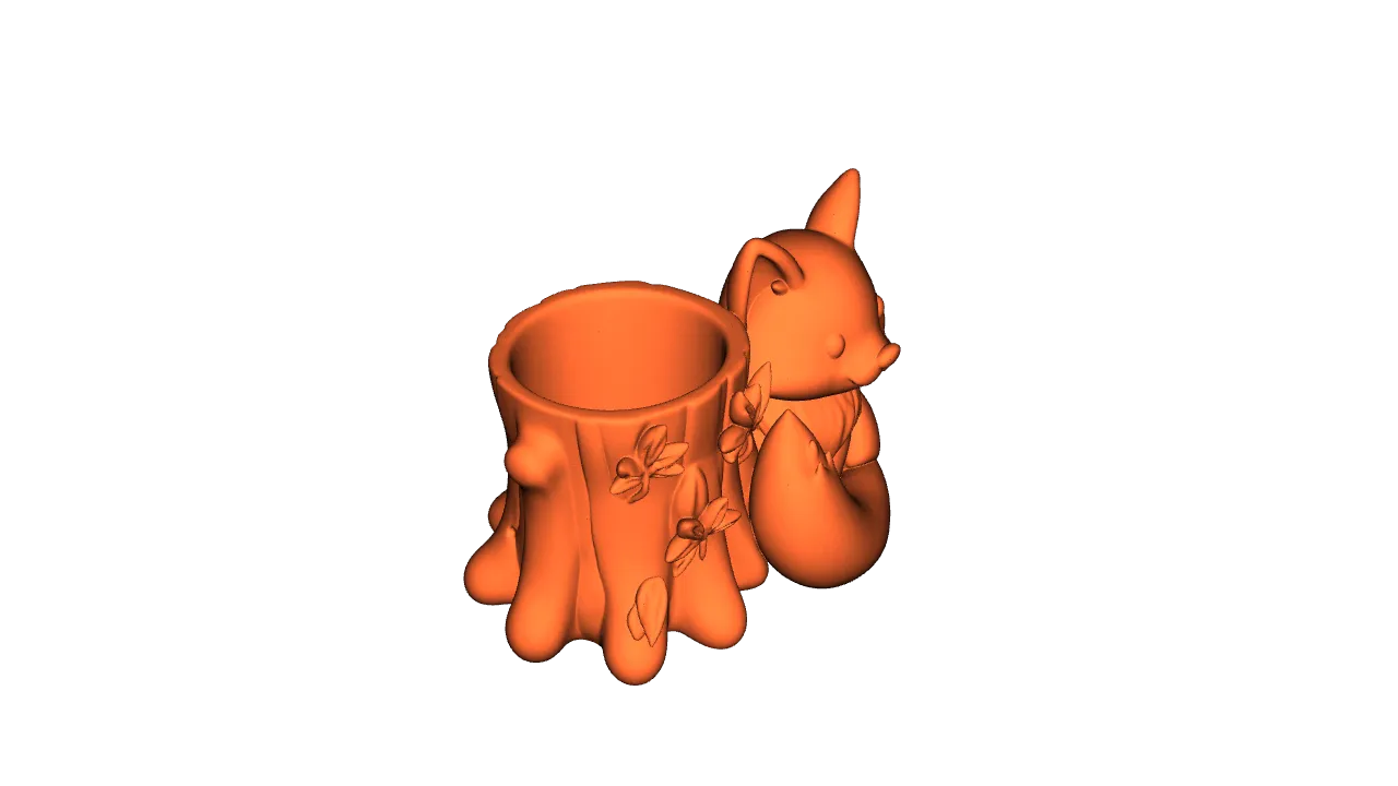 Autumn fox with leaf decorated tree stump - cute 3D organizer