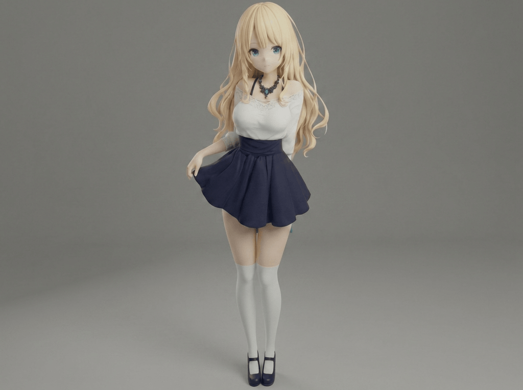 Anime Art - Blonde Demure Girl