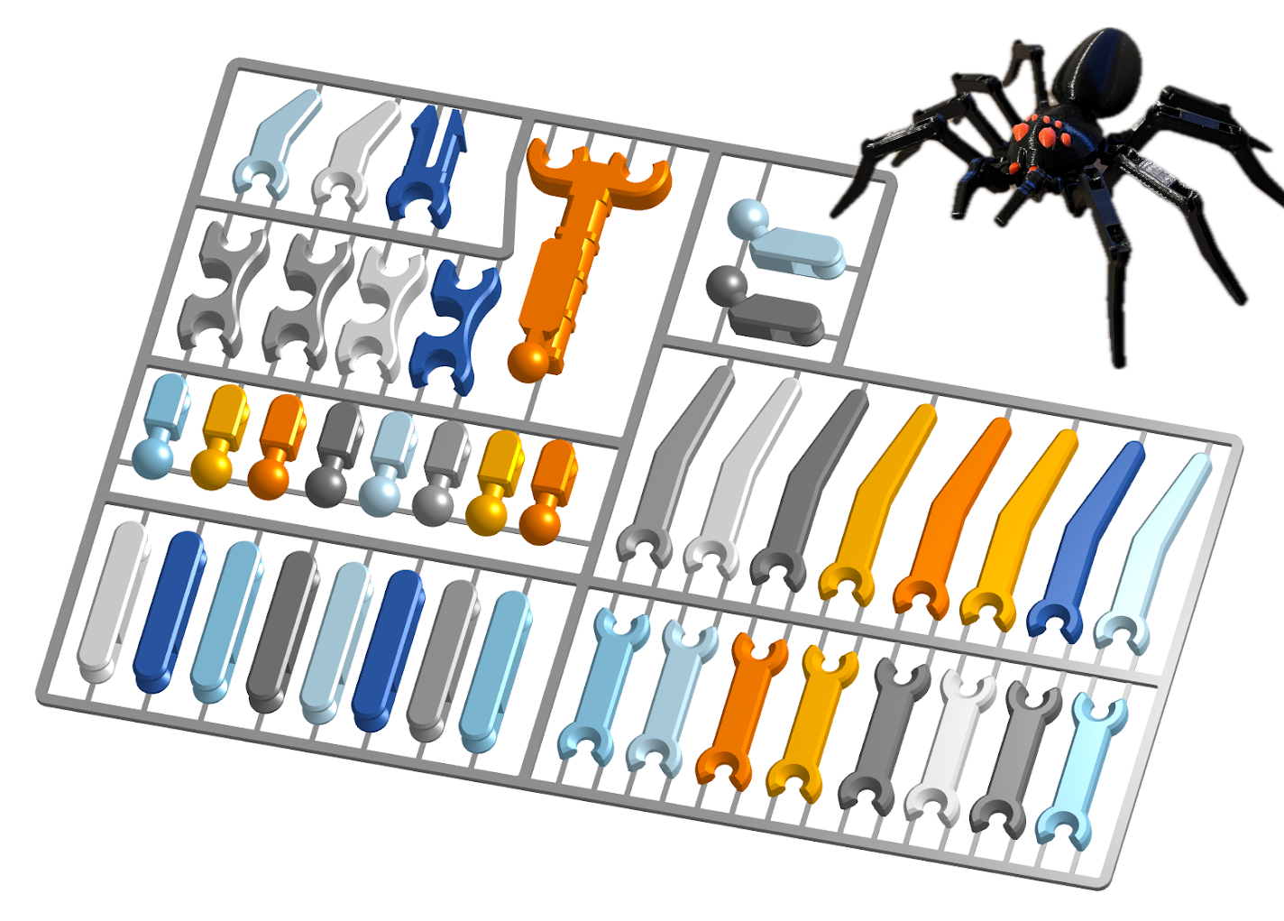 Articulated Spider limbs on runners (easier to print)