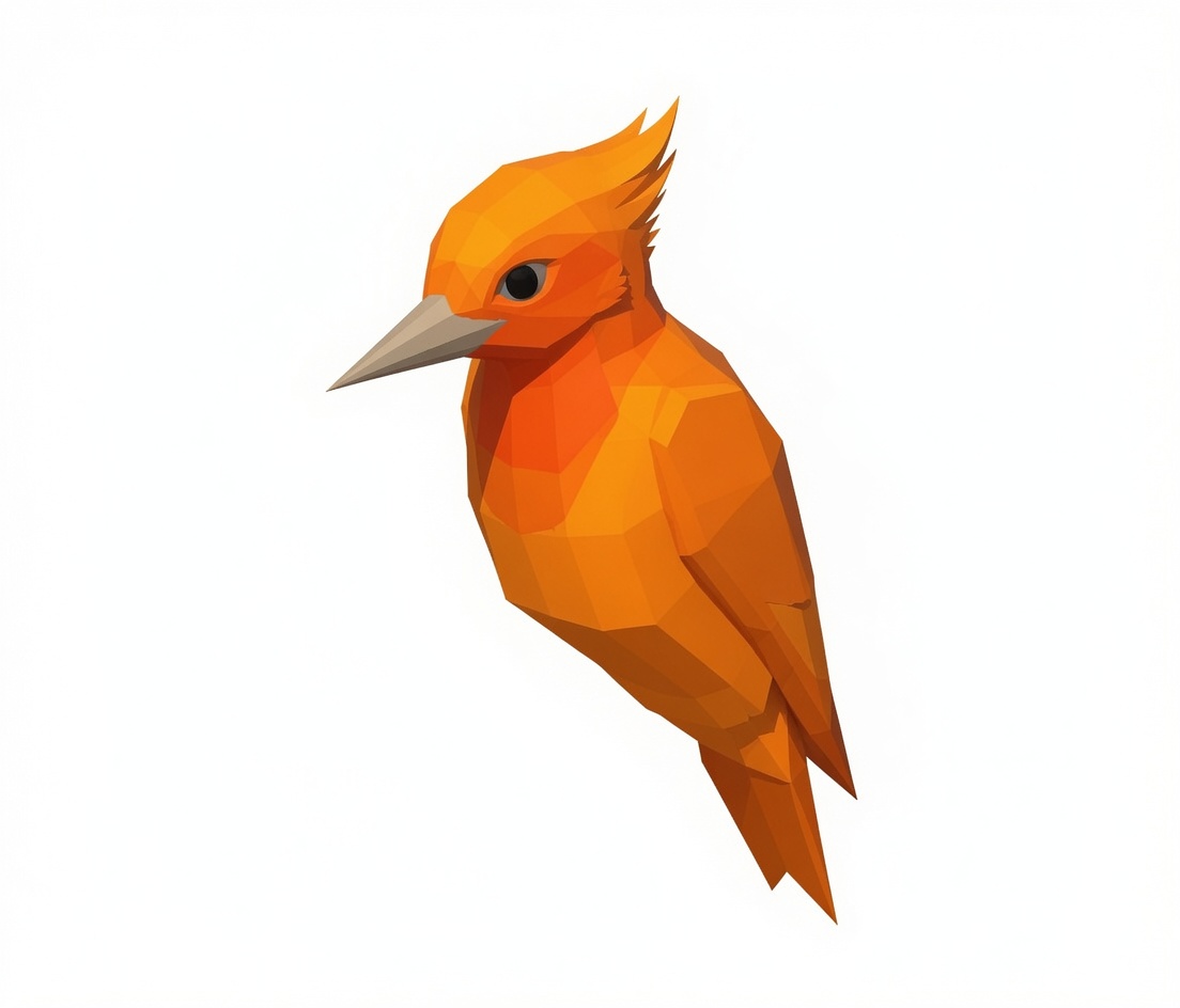 Large Low-Poly Faceted Woodpecker Ornament