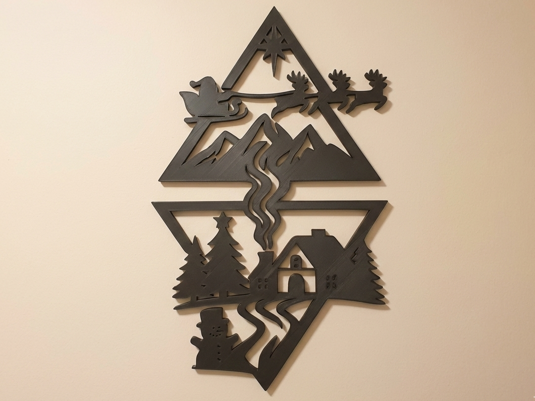 Large Two-Part Winter Village Wall Art (25×39cm)