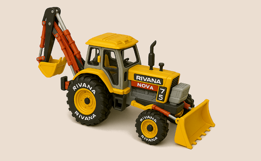 Yellow Soviet Era Tractor With Backhoe