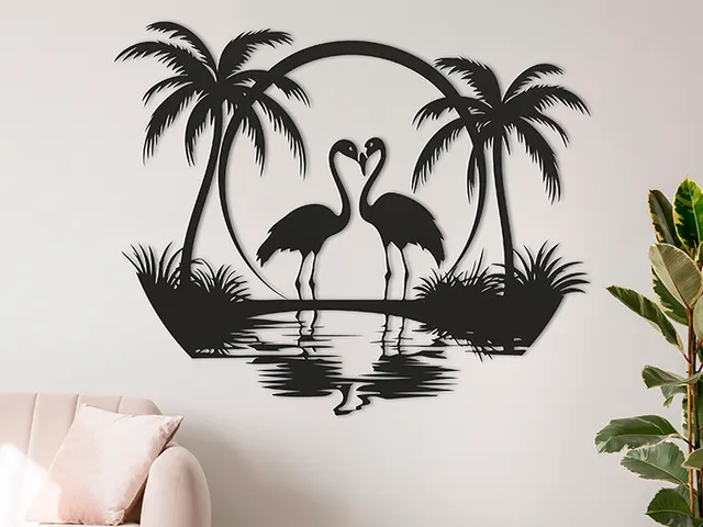 Sunset Flamingos