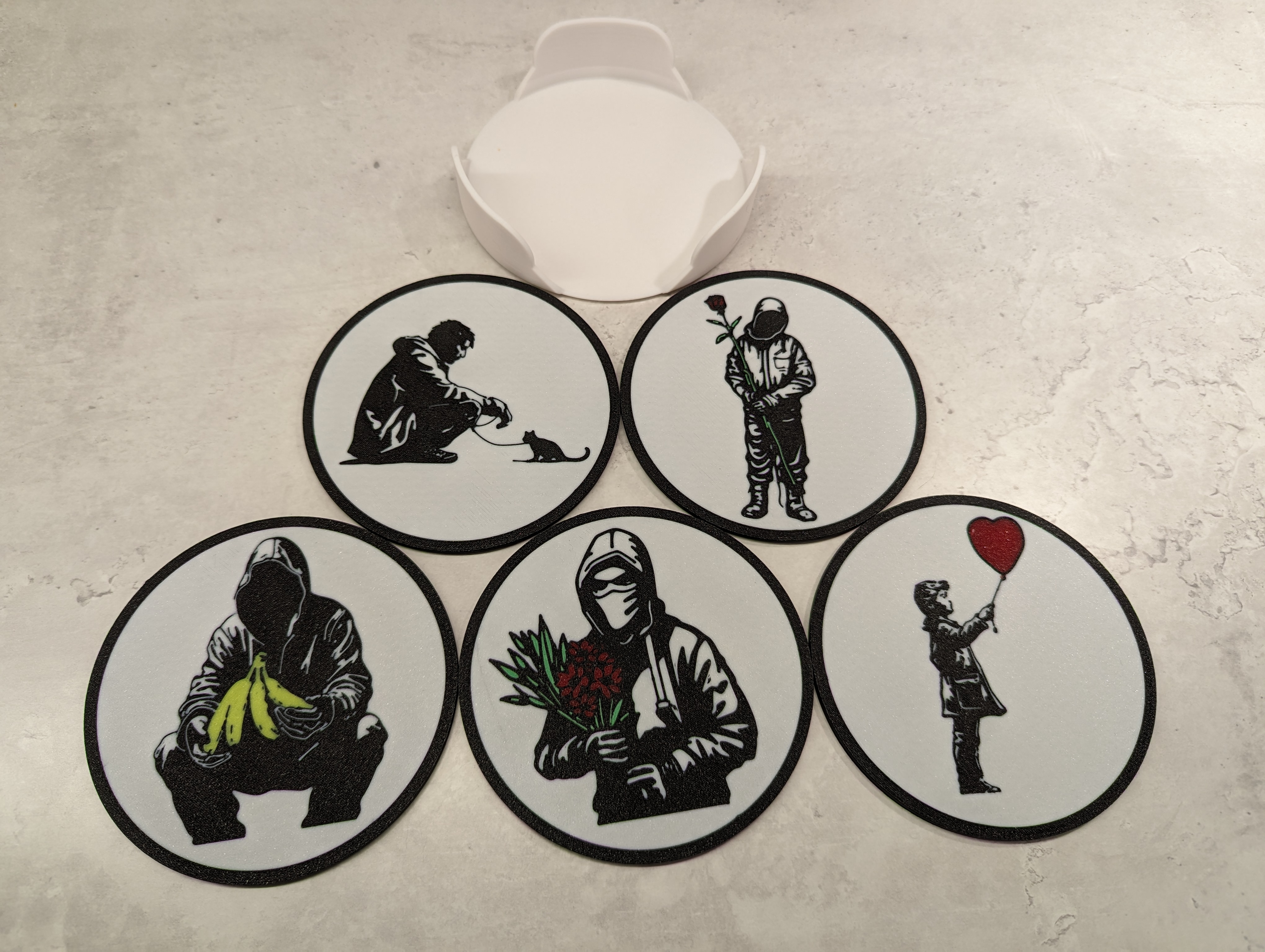 Coasters Banksy style by Calzune Download free STL model