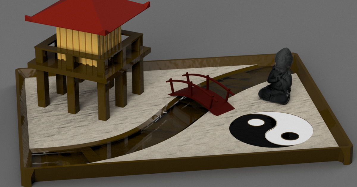 Small Zen Garden with River by Pelixx01 Download free STL model