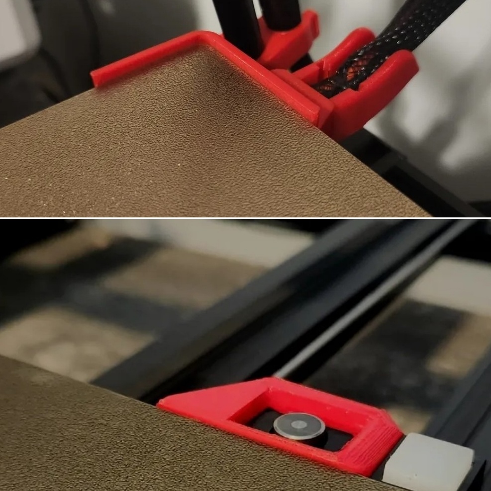 Anycubic Kobra 2 Max BOLT-ON Bed Sheet Aligners V2 Low Profile with optional Strain Relief