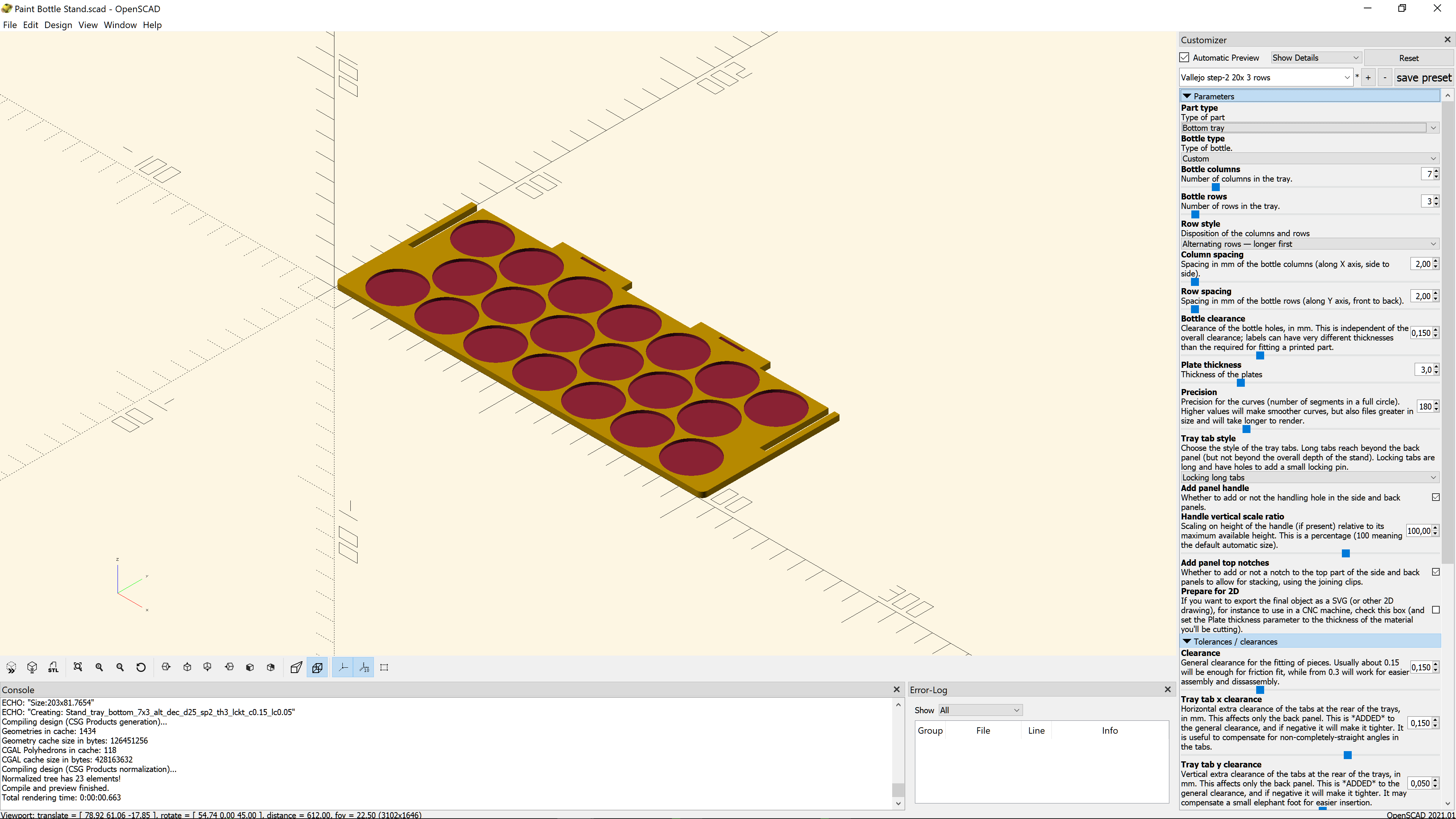 Paint Bottle Stand - Customizable OpenSCAD by Xavier Faraudo | Download ...