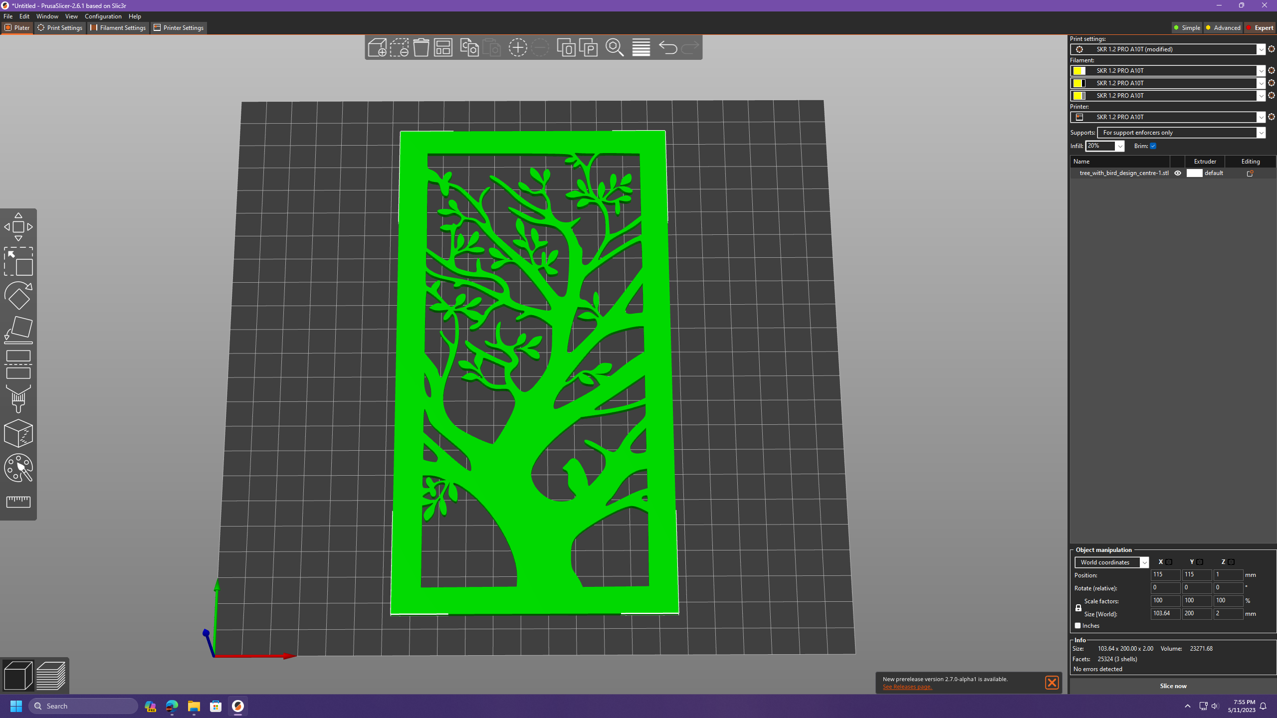 Tree with bird's design panel screen by Clod Stomper Productions ...