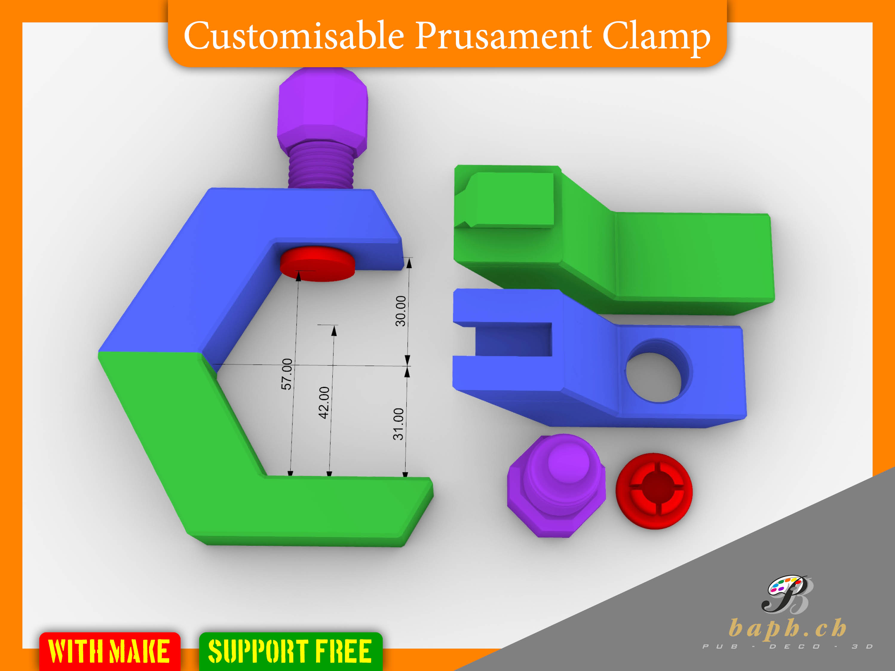 PETG Prusament Clamp customizable