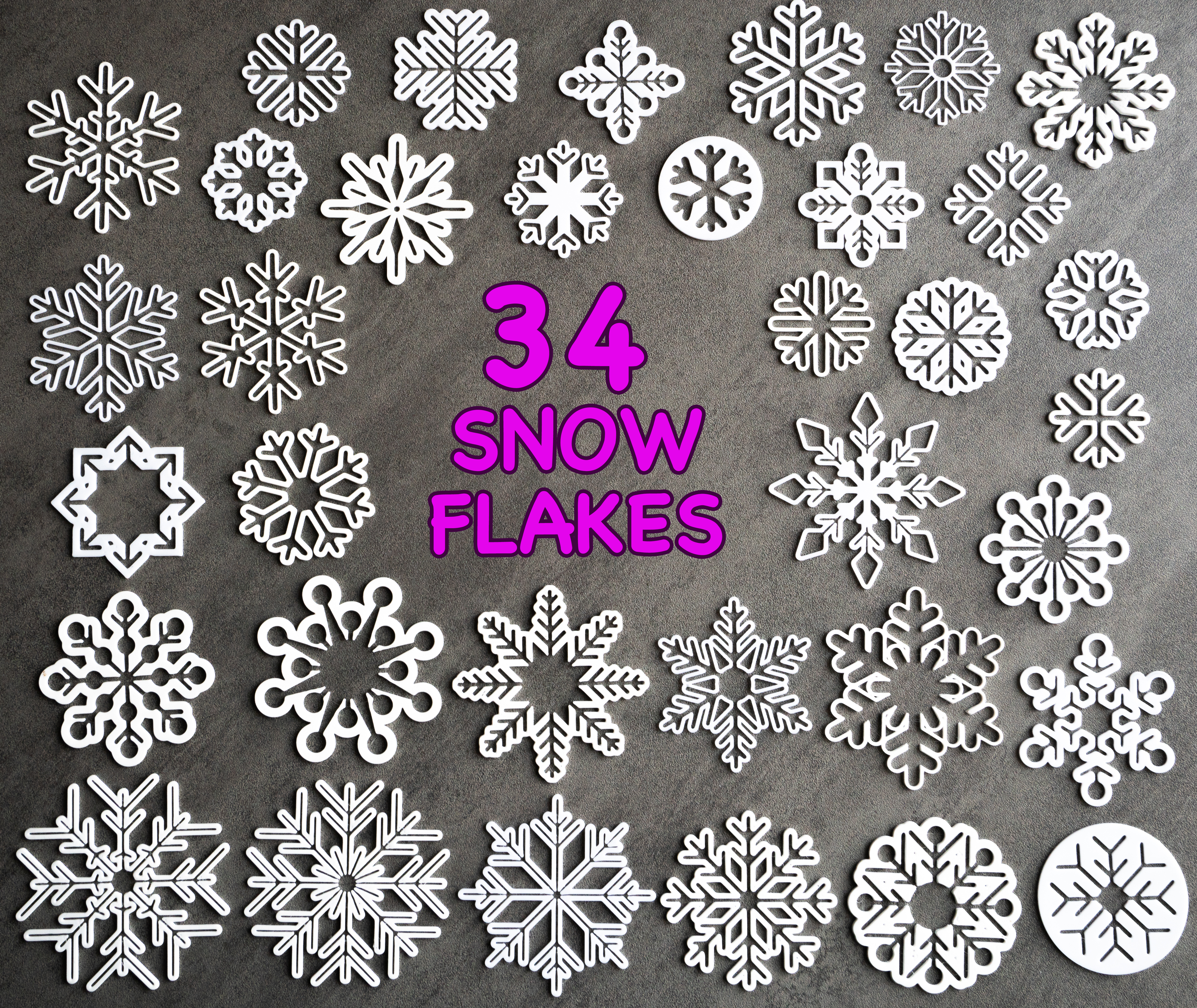 34 Snowflake silhouette collection / Kolekce sněhových "obrysových" vloček / Schneeflocken