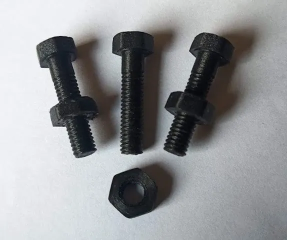 3d Printable Hex Screw and Nut 3-Sizes