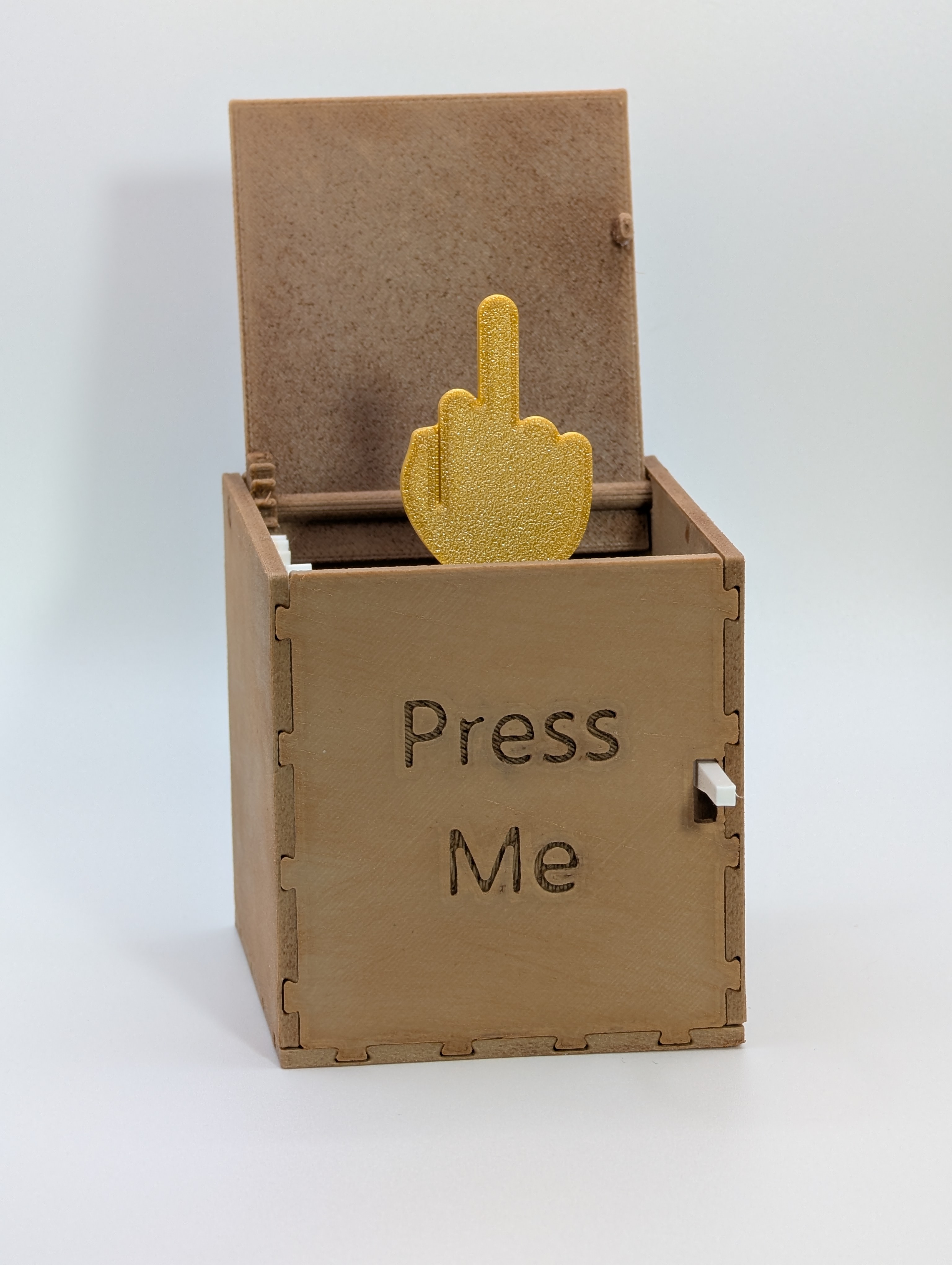 Pop Up Middle Finger Box - Spring Loaded, Fully 3D Printed, No Supports, Easy Assembly