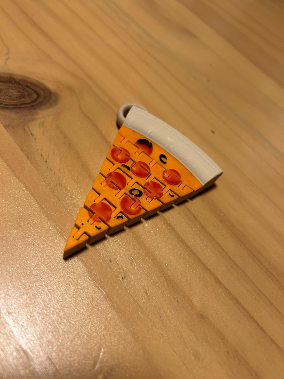 Flexi Pizza keyring  with olives and NFC Chamber