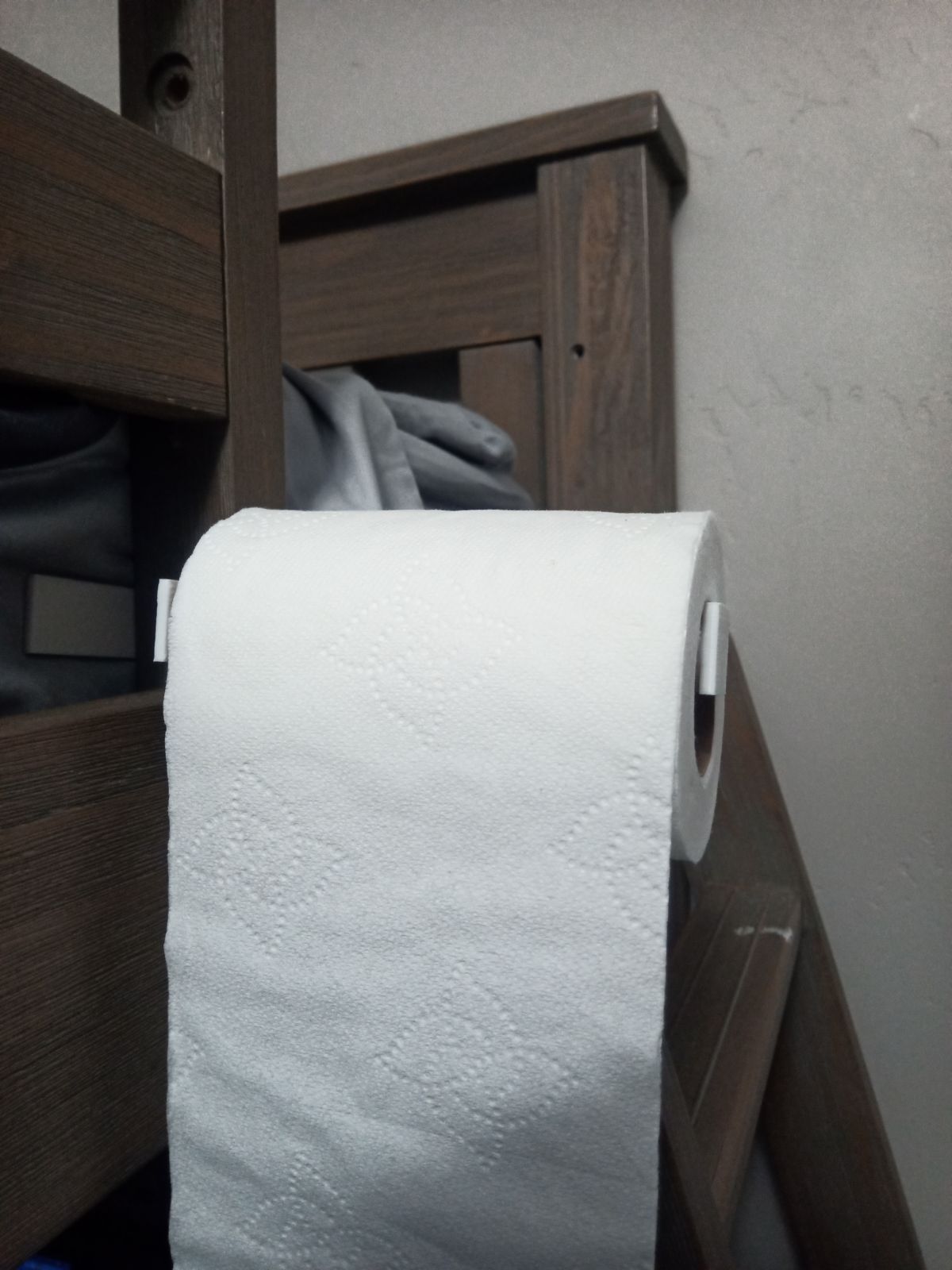 Toilet paper roll holder for shelf/desk