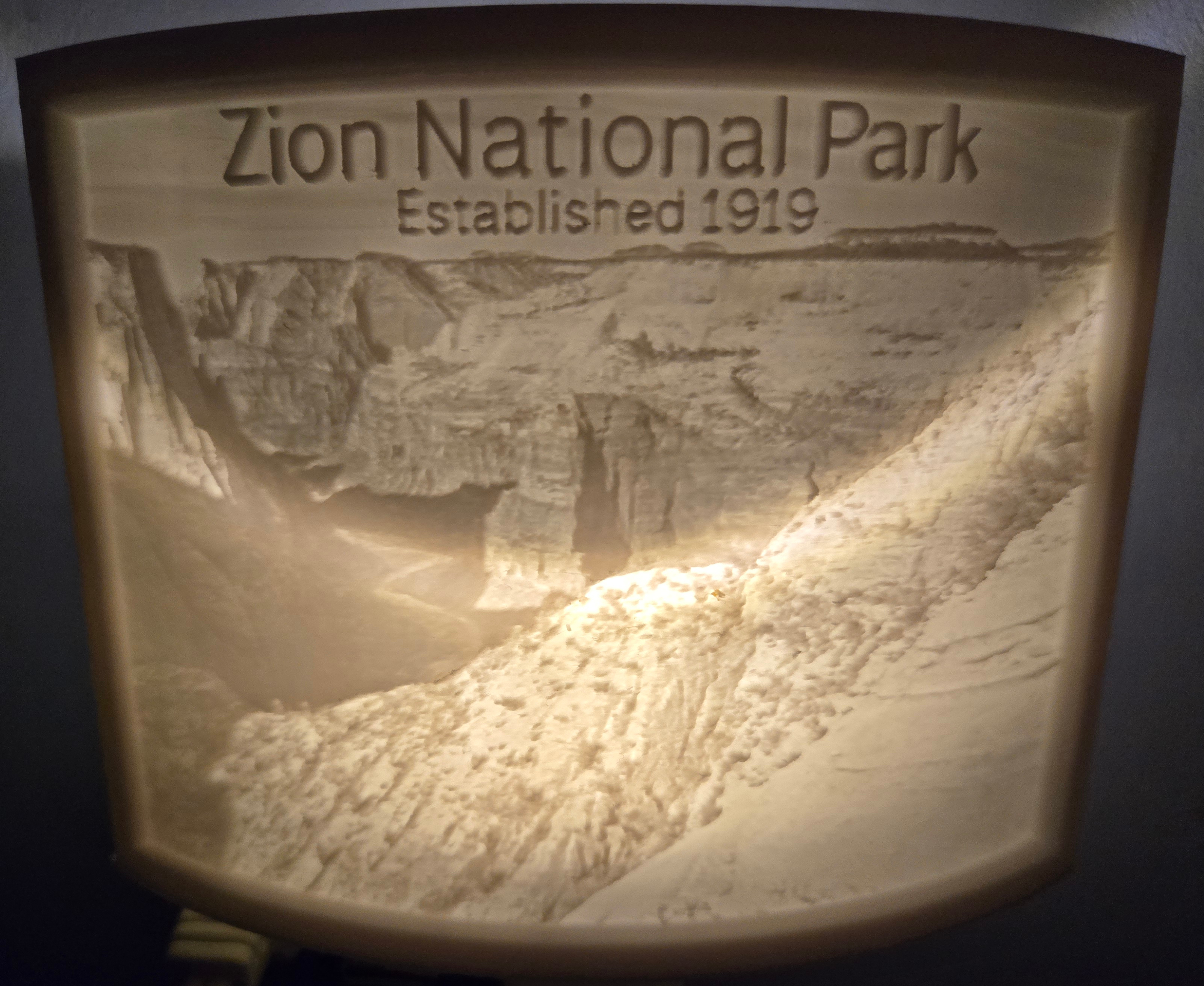Zion National Park Nightlight Lithophane
