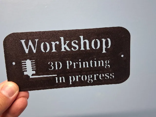 Workshop Printing In Progress 3D Sign + Keepout