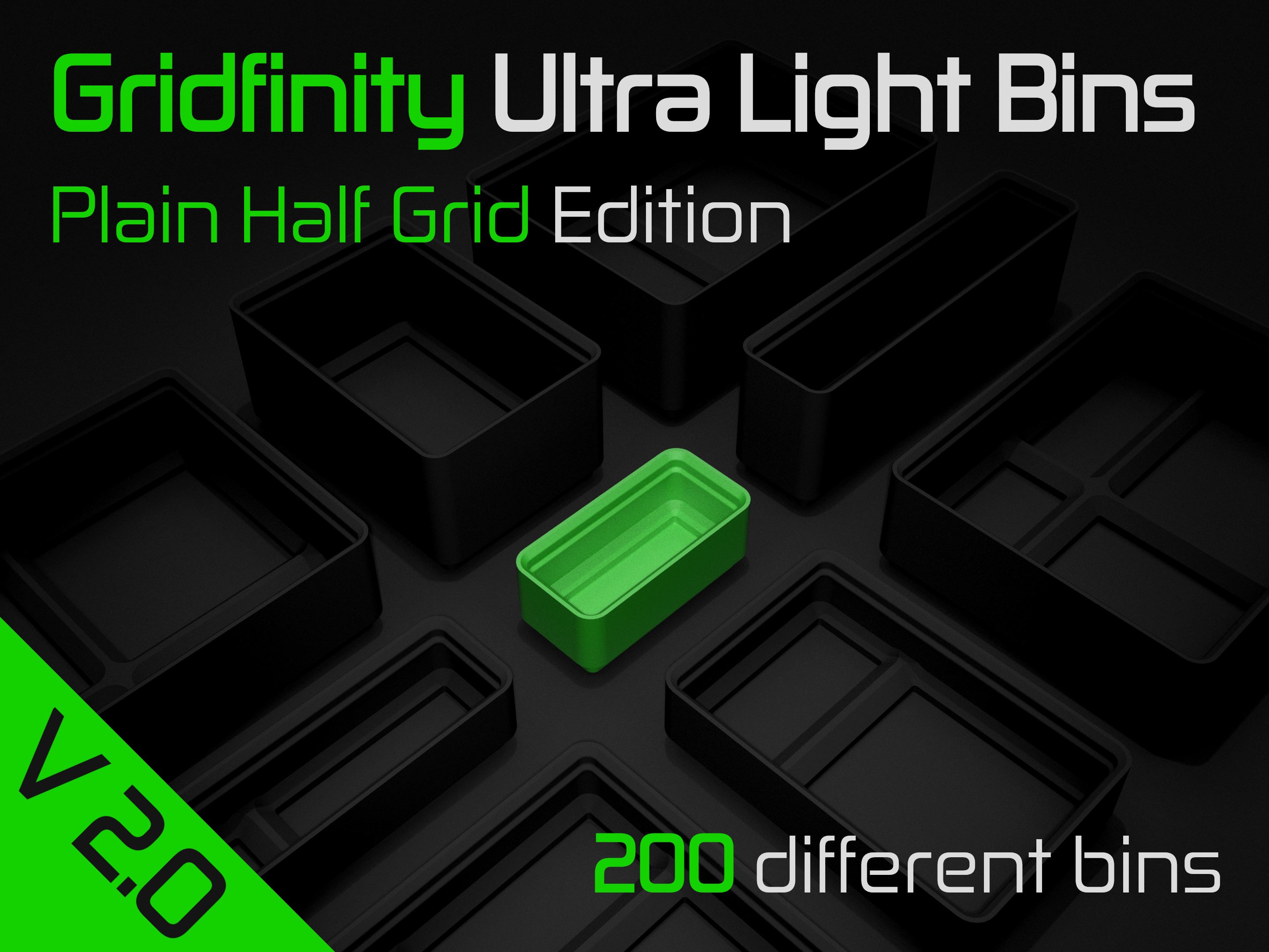 Gridfinity Ultra Light Bins - Plain Half Grid Edition
