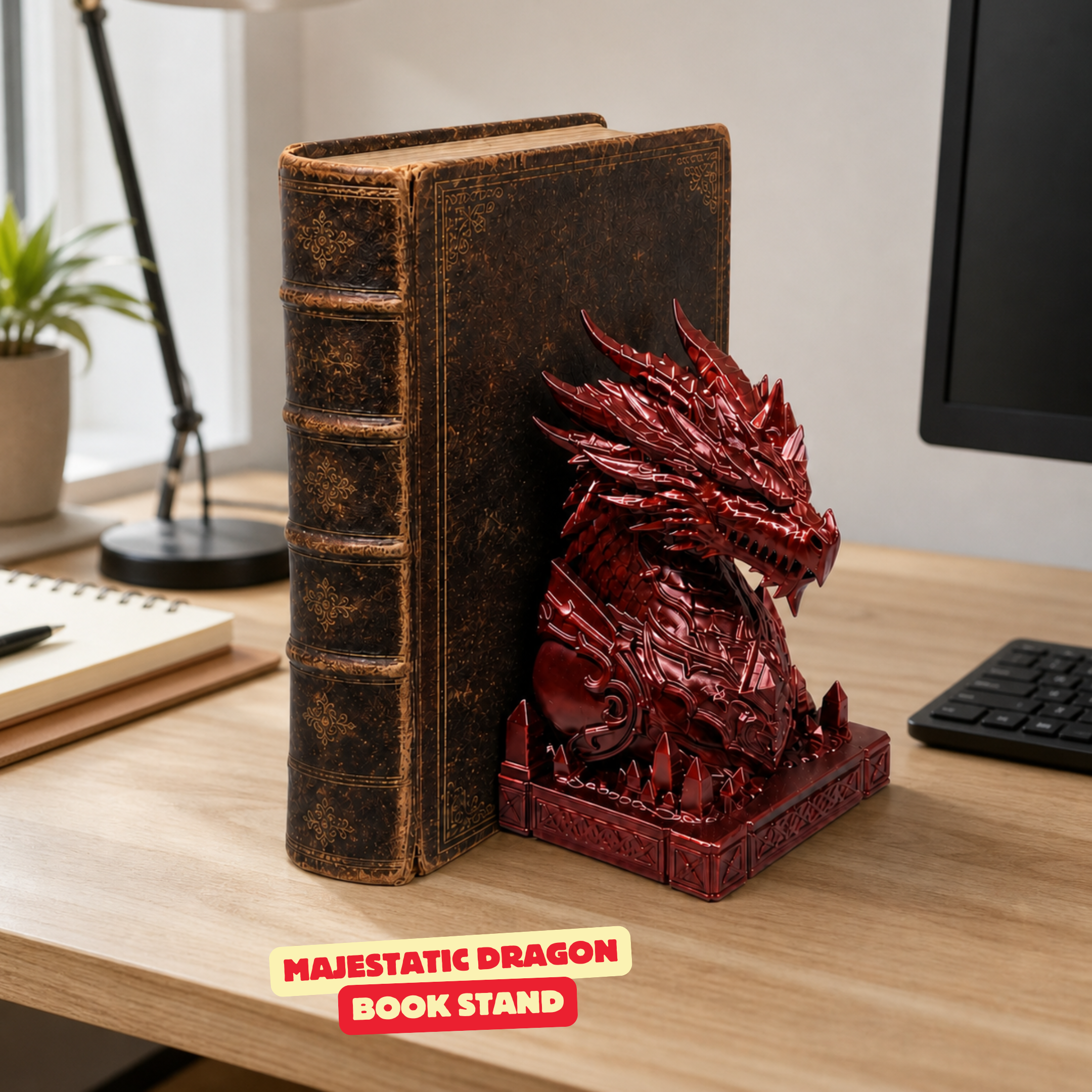 DRAGON BOOK STAND - MAJESTATIC DRAGON / MODERN HOMEDECOR / GOTHIC / DRAGON DECOR / BOOKEND HOLDER