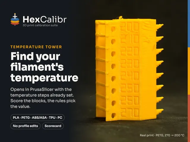 Temperature Tower for PrusaSlicer – PLA, PETG, ABS/ASA, TPU, PC | HexCalibr