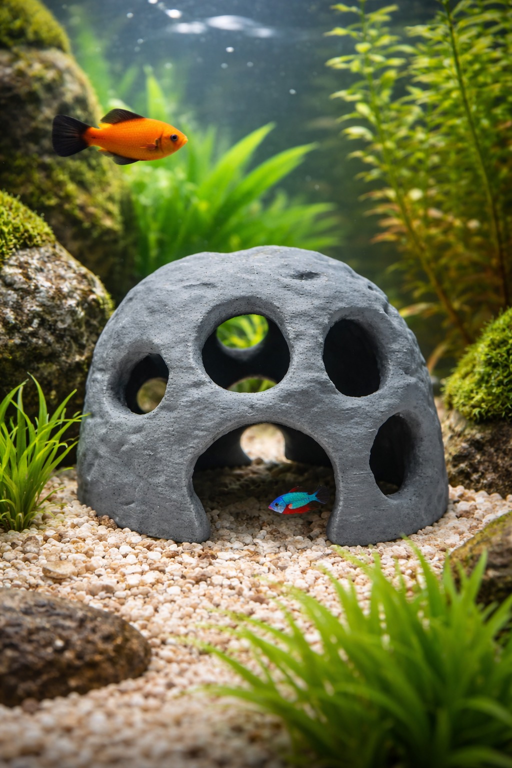 Moderne Aquarium Höhle mit mehreren Eingängen – Fischversteck & Deko 3D model