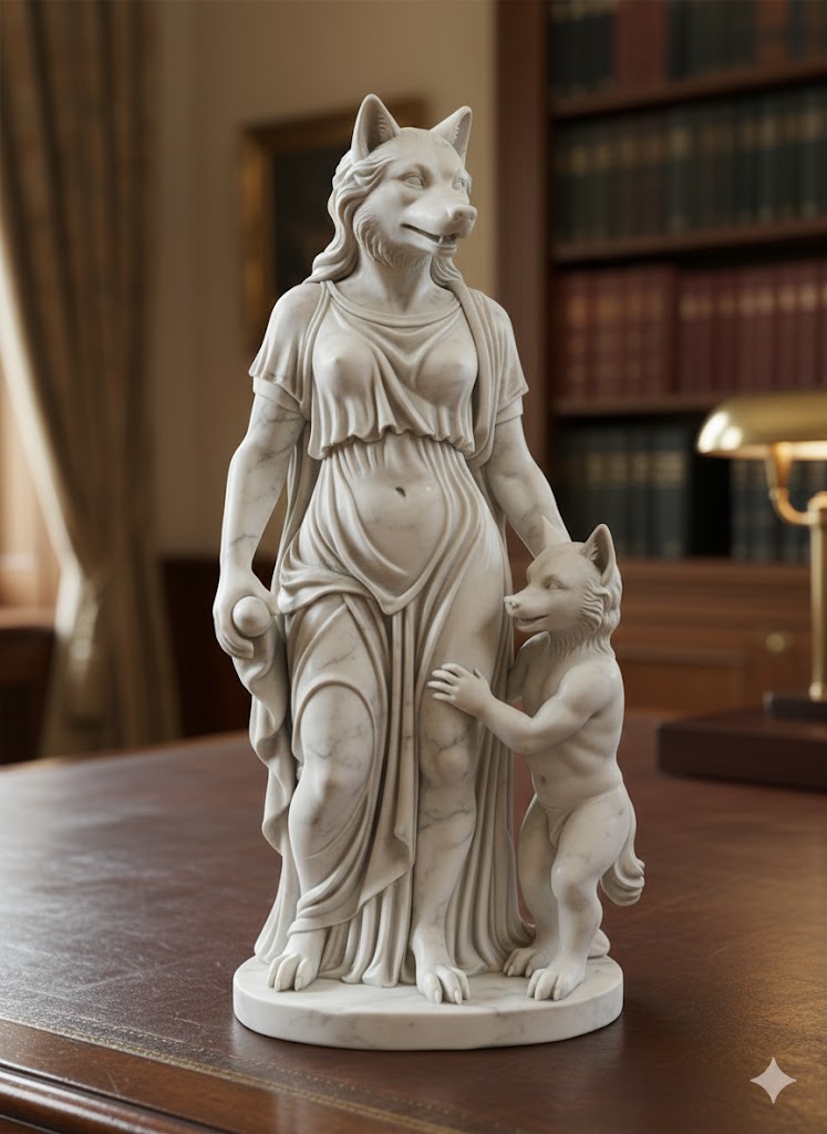 statue of the werewolf woman with child