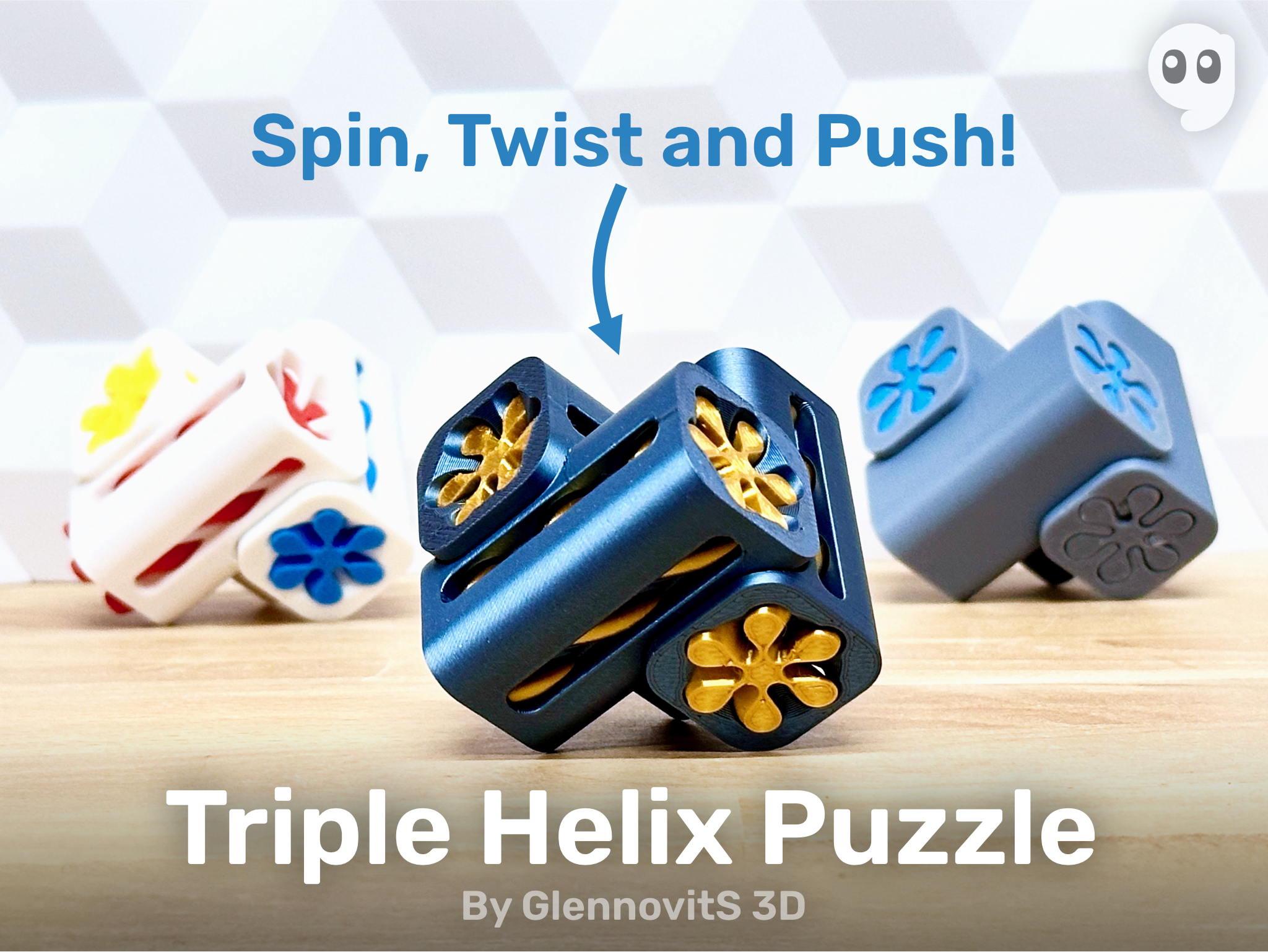 Triple Helix Puzzle (6 piece brainteaser + fidget)