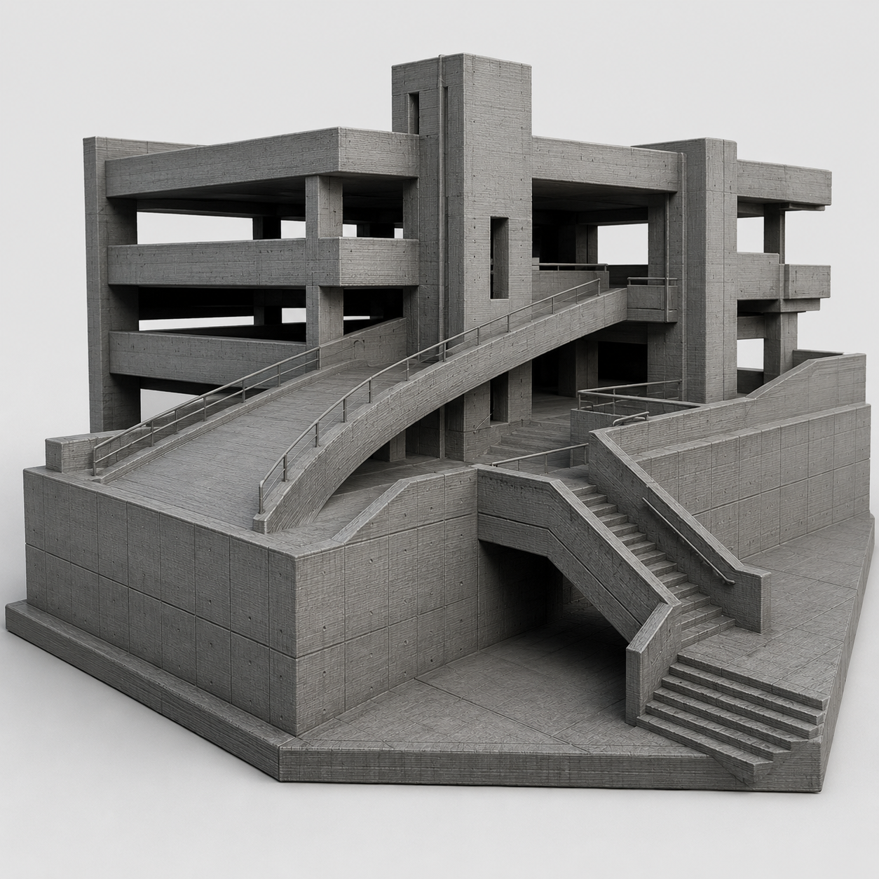 Modell eines brutalistischen Gebäudes/Model of a brutalist building