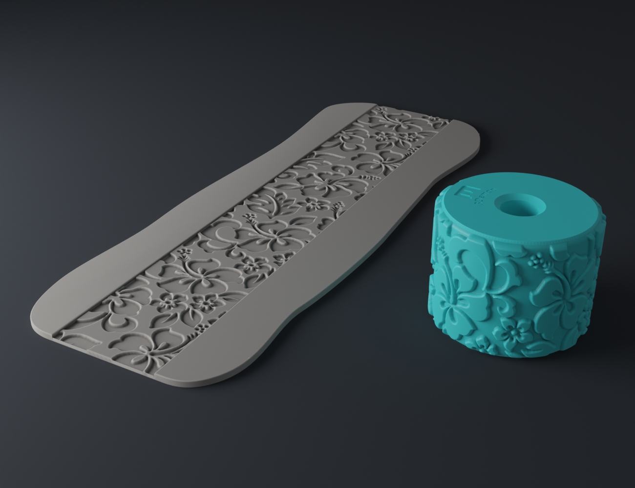 Miniatura 2 do modelo 3D Texture Rollers Floral middle #16