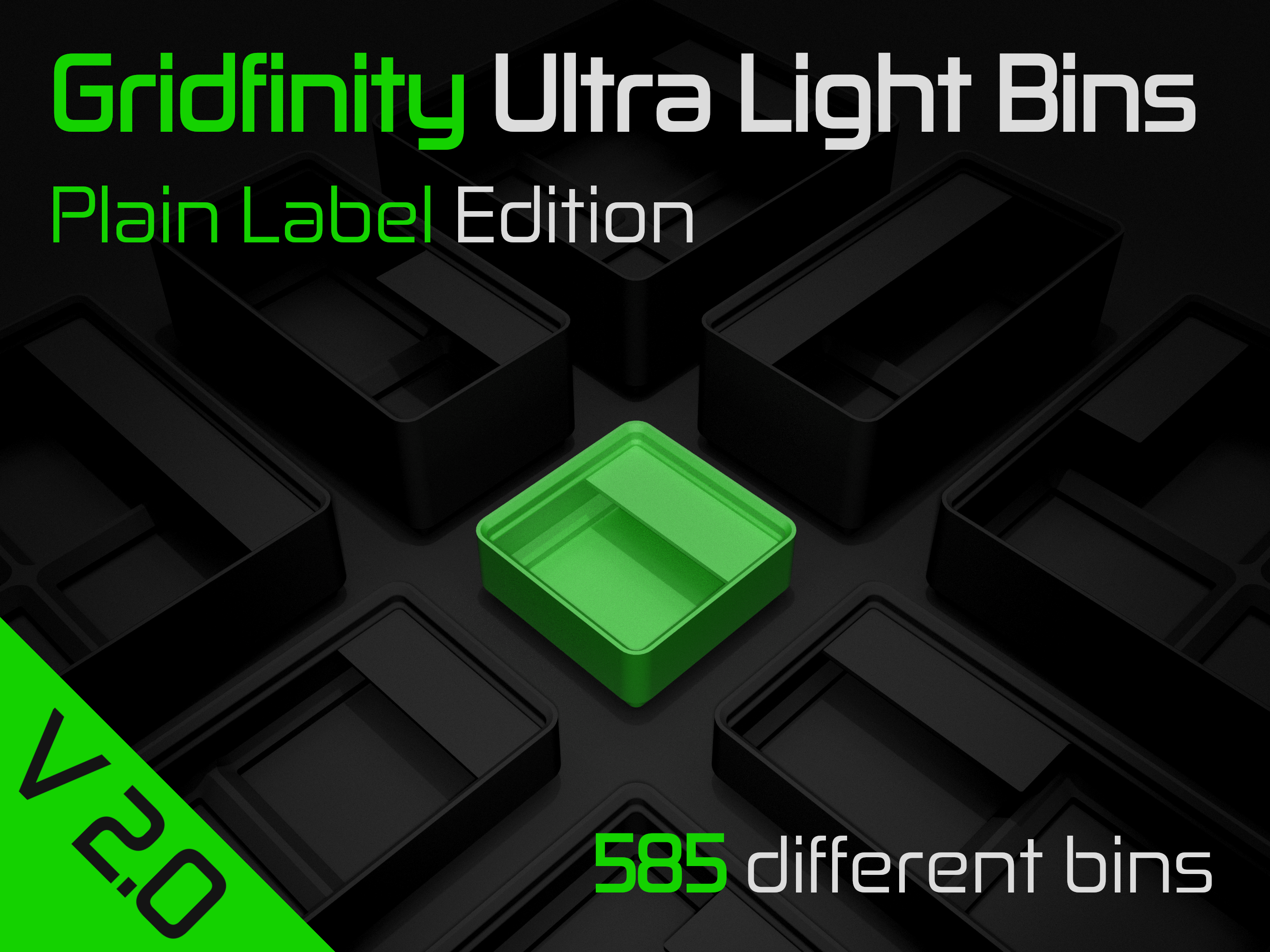 Gridfinity Ultra Light Bins - Plain Lable Edition 3D model thumbnail