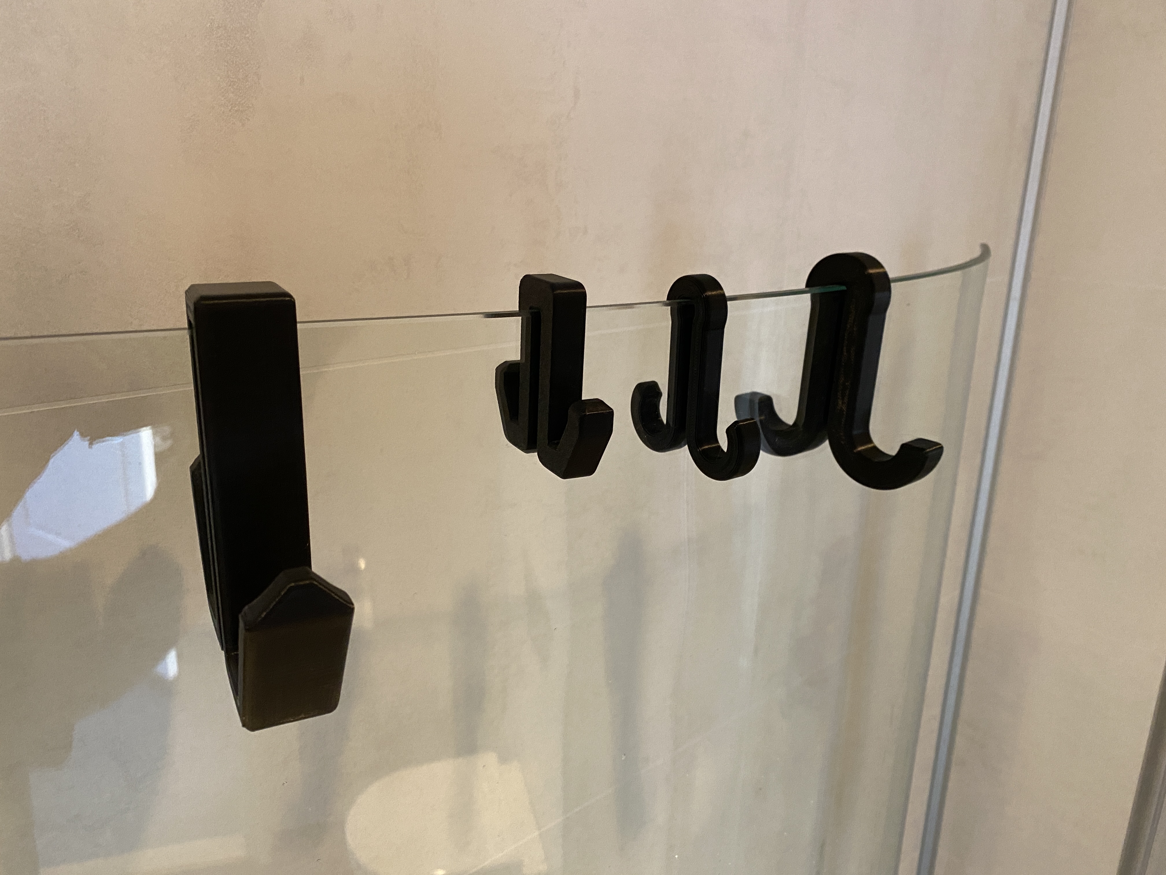 Towel hook for shower wall/door. Updated; Now 4 versions